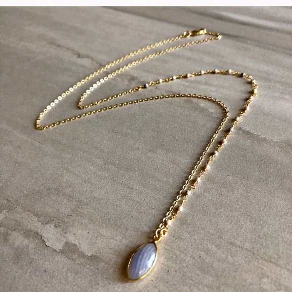 Lace Agate Rosary Bead Necklace - Picture 5 of 5